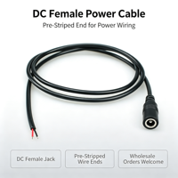Câble d'extension d'alimentation DC 5.5 2.1mm femelle vers fil ouvert rouge noir étamé pour LED, CCTV, routeur