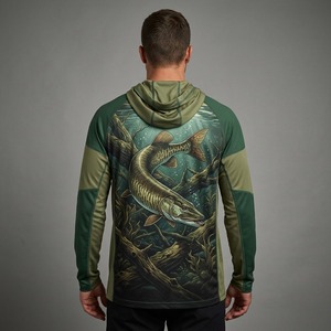 Camisa de Pesca con Capucha Unisex para Adultos, Protección Solar UPF 50+, Manga Larga, Transpirable, Secado Rápido, Sudadera con Capucha para Actividades al Aire Libre, 100% - Product Image 6