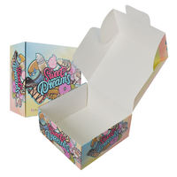 Boîtes télescopiques personnalisées en carton ondulé de qualité alimentaire, écologiques, rose, avec paillettes bronzées, pour la promotion de pâtisseries et donuts, vente en gros