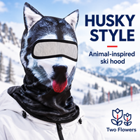 Cagoule de ski animalière avec oreilles 3D, motif animal imprimé UV, couvre-visage et cou intégral, en polyester imperméable, cagoule d'hiver pour Halloween