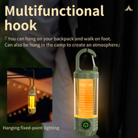 Lampe de camping LED Mini lampe de tente suspendue Lampe de camping portable Lampe de tente rechargeable avec crochet 6 modes pour la randonnée et la pêche