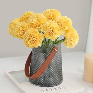 A-1863 <span class=keywords><strong>Fiori</strong></span> Artificiali <span class=keywords><strong>di</strong></span> Garofano a Stelo Singolo in Seta Bianca, Rossa e Rosa per Decorazioni Domestiche e Festa della Mamma - Product Image 6