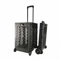 Chariot de rangement pliable multifonctionnel en plastique pour courses, déménagement et fournitures