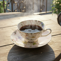 Tazas de café y té con platillo de diseño floral vintage, juegos de tazas de té de lujo con borde dorado para un estilo real