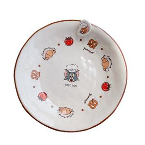 Bonitas placas redondas de cerámica pintadas con bajo vidriado de estilo de dibujos animados, diseño '<span class=keywords><strong>Tom</strong></span> y <span class=keywords><strong>Jerry</strong></span>' para uso doméstico en fiestas para regalar - Product Image 5