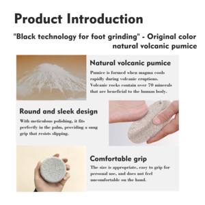 Removedor de callos de piedra pómez con logotipo personalizado, removedor de callosidades de suelo volcánico natural negro con herramienta de <span class=keywords><strong>pedicura</strong></span> para talones y palmas de madera para el hogar - Product Image 5
