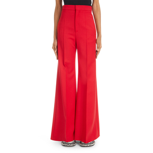 Oem produttore personalizzato classico a vita alta con cerniera a Pintuck a forma di zampa di <span class=keywords><strong>pantaloni</strong></span> <span class=keywords><strong>rossi</strong></span> da <span class=keywords><strong>donna</strong></span> - Product Image 1