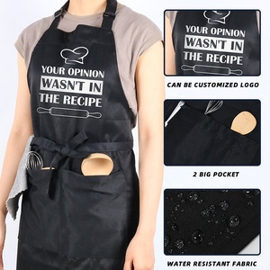 2 Túi Màu Đen Polyester Bông Nấu Ăn Tạp Dề Nhà Bếp CHANGRONG Tùy Chỉnh Đồng Bằng Dài Bib Điều Chỉnh Chống Nước In Logo - Product Image 4