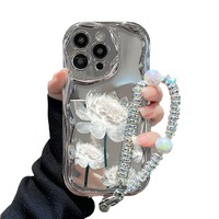 Transparent Blanc Epiphyllum Bracelet Galvanoplastie TPU Housse de Téléphone Portable Pour Iphone 8 X Xr Xs 11 12 13 14 15 16 Pro Max