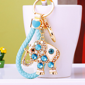 Mousqueton d'éléphant en diamant incrusté de cristal pendentif de sac en alliage métallique pour femmes impression créative d'émail porte-clés cadeau transfrontalier - Product Image 3