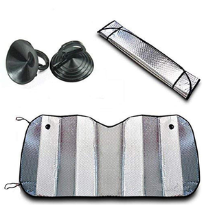 Pare-soleil de voiture pliable en aluminium ODM personnalisé, réfléchissant les UV, imprimé géométrique, style minimaliste, ajustement universel pour pare-brise avant - Product Image 2