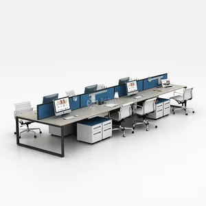OEM ve ODM fabrika knock down yapısı modern tasarım ofis masası doğrusal 8 kişilik ofis iş istasyonları açık ofis için