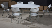 Table pliante polyvalente en plastique de 1,5 m (5 pi/6 pi) pour extérieur, légère, idéale pour hôtels, entrepôts et entrées – Pliage parfait