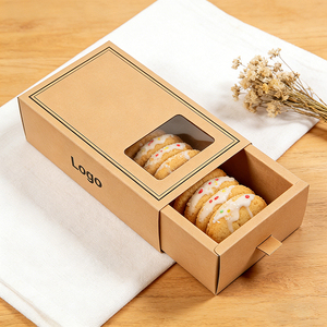Kraft Paper Drawer Cookie <b>Boxes</b> With Window Custom Logo Four-Color Printing Recyclable Food Grade Packaging Recycled Materials - Product Image 4