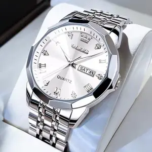 Olevs 9931 cho nam giới xem thạch anh đồng hồ cho người đàn ông thiết kế của nam giới đồng hồ nổi tiếng không thấm nước sáng thép không gỉ nam tuần ngày