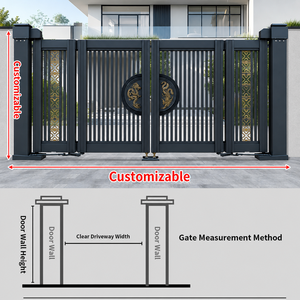 Portail battant moderne en alliage d'aluminium thermolaqué noir, durable, pour entrée principale extérieure de villa - Product Image 2