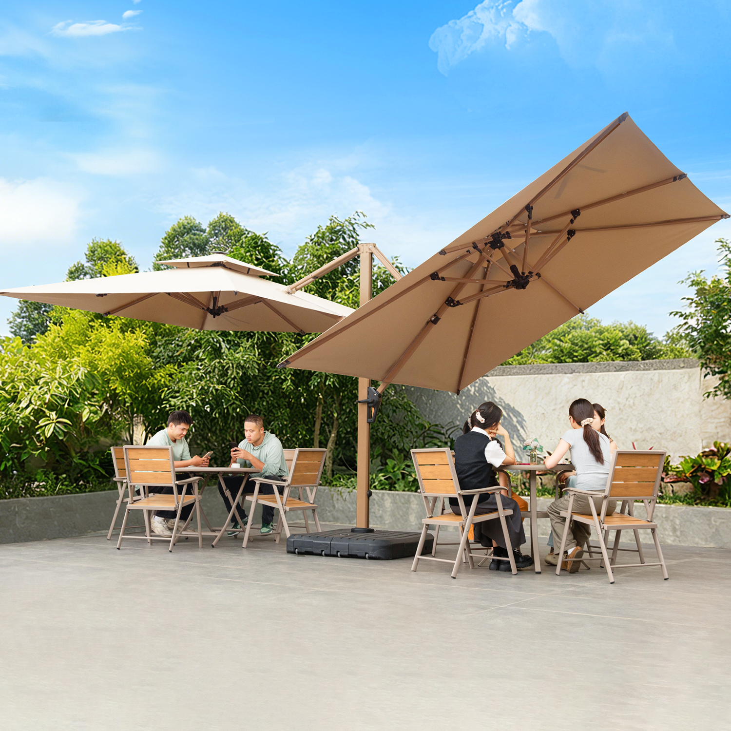 Parapluie double tête 3m avec socle