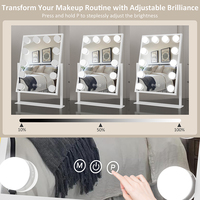 Grand Miroir Cosmétique de Bureau Carré avec Lumière LED, Gradation Infinie, Simple Face, Idéal pour Maquilleurs Professionnels - Sortie d'Usine