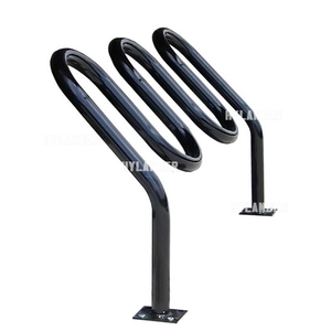 Wave bike rack storage floor mounted steel bike parking hoop wave outdoor front 3 bike racks - Product Image 2