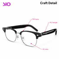 Lunettes audio intelligentes légères 37,3g 5.4, contrôle tactile, chargement USB magnétique, fonction IA en temps réel, lunettes à porter au quotidien