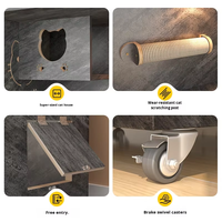 Villa pour chat en bois à motif de marbre de luxe C Grande maison pour chat fermée avec cage et abri pour une utilisation