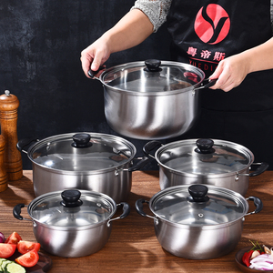 Juego de Ollas para Sopa de Acero Inoxidable de <span class=keywords><strong>5</strong></span> Piezas con Asas Negras para Cocinar - Product Image 2