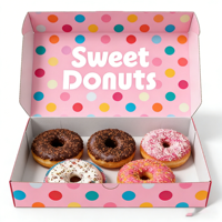 Boîtes en papier personnalisées en gros avec logo, recyclables et de qualité alimentaire, avec pelliculage mat et gaufrage pour l'emballage de donuts, biscuits, cupcakes et tartes