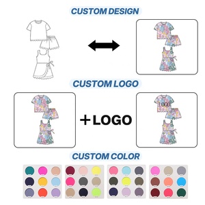 Ensemble 3 pièces personnalisé Tiaose pour bébé fille, imprimé été, vente en gros, vêtements de yoga à manches courtes et robe sans manches à nœud pour fille - Product Image 2