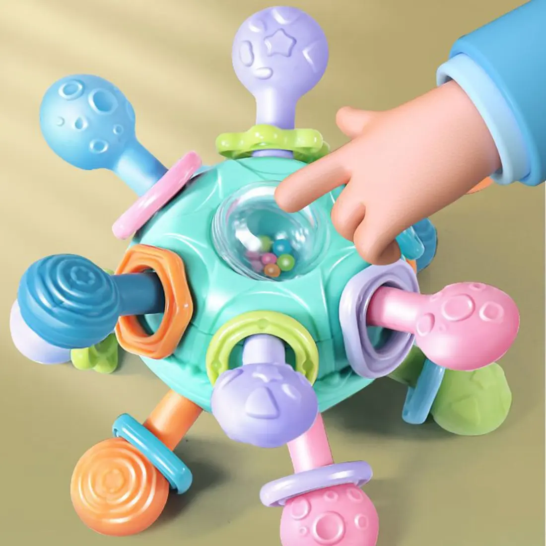 0-12 Maanden Baby Sensorische Rammelaar Teether Montessori Speelgoed Grijpen Activiteit Ontwikkeling Speelgoed Siliconen Tandjes Speelgoed Voor Baby 'S