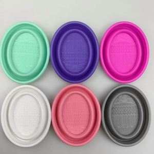 <b>Silicone</b> Folding Washing Bowl Eco-Friendly Scourer Portable Beauty Brush Cleaning <b>Tool</b> for Makeup Powder Puff and Brush Care - Product Image 6
