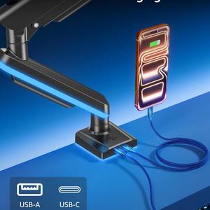 Soporte para Monitor de Computadora Compatible con <span class=keywords><strong>AOC</strong></span>, con Brazo Mecánico RGB, Color Negro/Plateado - Product Image 3