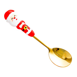 Juego de cucharas navideñas de acero inoxidable con diseño de dibujos animados para niños, regalo navideño - Product Image 3