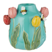 Pot de fleurs en céramique en forme de tulipe 3D en relief, vase de table pour anniversaire, décoration de la maison par la marque BUYIT