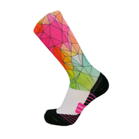 Chaussettes en polyester à logo personnalisé, imprimées par sublimation, motif géométrique vintage, colorées, style bohème, streetwear, chaussettes de sport