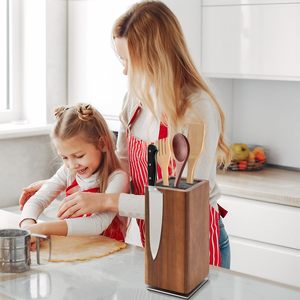 Bloc à couteaux rotatif en bois avec bande PP, organisateur de rangement durable en bois massif pour couteaux de cuisine, écologique pour la maison et la cuisine - Product Image 6
