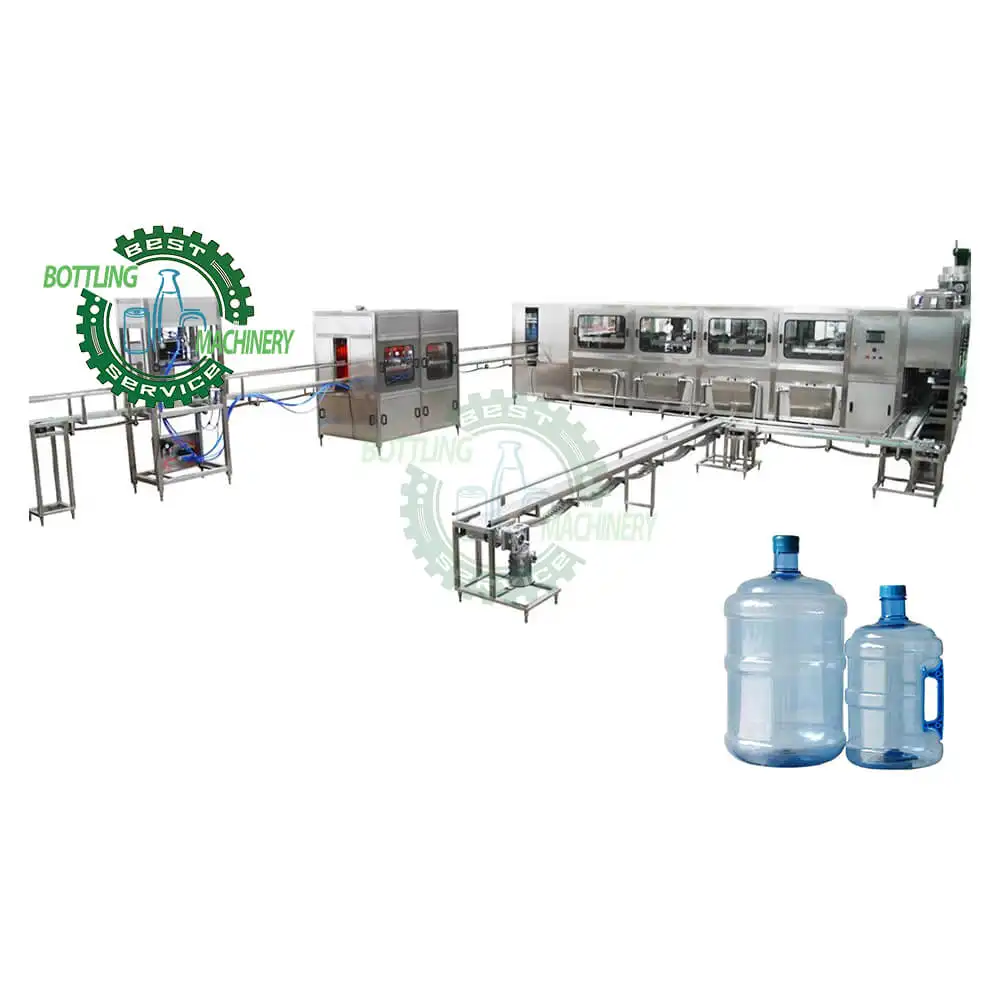Automatic 3 in 1 cover loading sterilizing barreled jar 3 4 5 gallon bottle drinking spring water rinser filler capper machine
