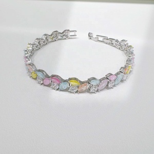 OEM plata 925 Silver natural stone luxury bracelet diy elegant colorful zircon 14k gold plated Children's Gift Party bracelets - Product Image 4