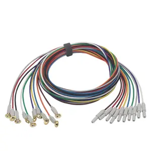 Cup lapisan emas kabel timah elektroda EEG kawat kabel timbal kabel ECG