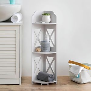 <b>Corner</b> Shelf 3 Tier Floor Standing <b>Storage</b> <b>Unit</b> For Kitchen Bedroom Living Room - Product Image 3