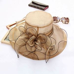 Wholesale Eco-Friendly Polyester Fashion Flower Wide Brim Ladies Fancy Church <b>Hats</b> <b>for</b> Promotional Use - Product Image 5