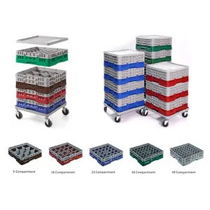 Restaurant Glass Rack Wholesale Restaurant Transportation Different Compartment Dishwasher Glass Rack