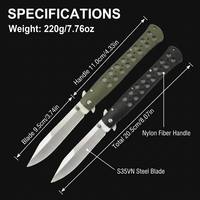 Cuchillo Plegable, Hoja de Acero S35VN, Mango de Nailon Estilo Esqueleto, Estilo Italiano, 4 Estilos, OEM