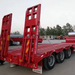 Kullanılan 50ton 3 akslar düşük yükleyici kamyon 40 ft konteyner ağır yük römorku afrika'da satılık