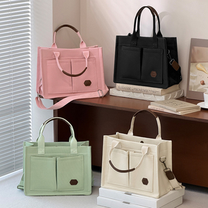 Sac à main multifonctionnel en toile <span class=keywords><strong>bordeaux</strong></span>, sac fourre-tout de travail avec fermeture à glissière et plusieurs poches - Product Image 6