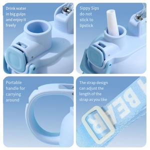 Botella de agua de plástico con funda de oso de dibujos animados en 3D, botella portátil para beber al aire libre, 1100ml, novedad al por mayor - Product Image 4