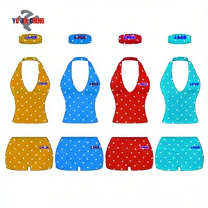 Completo Set Estivo Donna 2026 di Tendenza: Top Halter e Shorts Pieghevoli con Fascia Coordinata, Fantasia <span class=keywords><strong>Pois</strong></span> - Product Image 3