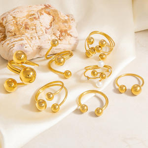 European Style Titanium Steel <b>Ring</b> Ball Shape U Shaped Geometric Open <b>Ring</b> Unisex Jewelry Gift - Product Image 1