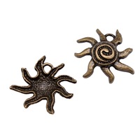 Breloque Spirale Soleil Éclatant 19x17mm en Alliage de Zinc Argent Vieilli pour Remplacement de Tirette de Fermeture Éclair Style Bohème