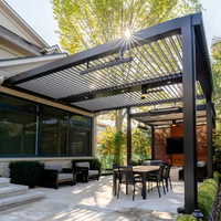 Pergola à lames orientables en aluminium HENLIXO pour extérieur avec stores, tailles personnalisées disponibles : 10x14, 12x12, 12x14, 12x16, 12x20, 18x15 pieds