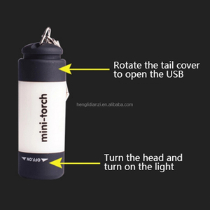 Mini lampe torche portable d'urgence porte-clés logo personnalisé promotion cadeau lampe de poche rechargeable USB petite poche lampe torche LED - Product Image 2